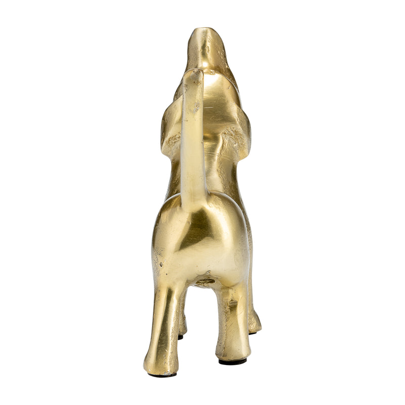 8L METAL, DECO HOWLING DOG, GOLD