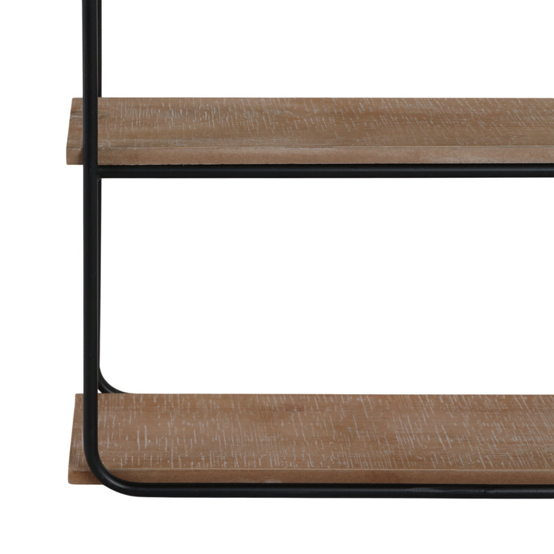 Metal/wood 3 Tier Wall Shelf, Brown/black