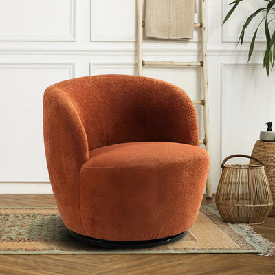 Boucle and Swedish Wood Arm Chair By Alhome - 80x85x85 cm