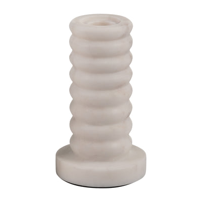 MARBLE,5H,RIBBED TAPER CANDLE HOLDER ,WHITE