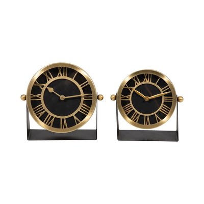 METAL TABLE CLOCK 6''  GOLD BLACK