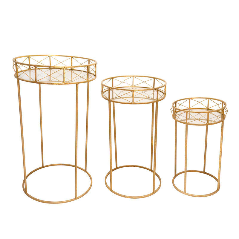 S/3 Metal Accent Tables, Gold