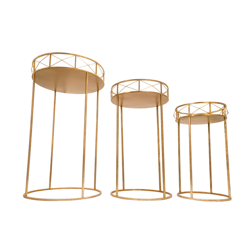 S/3 Metal Accent Tables, Gold