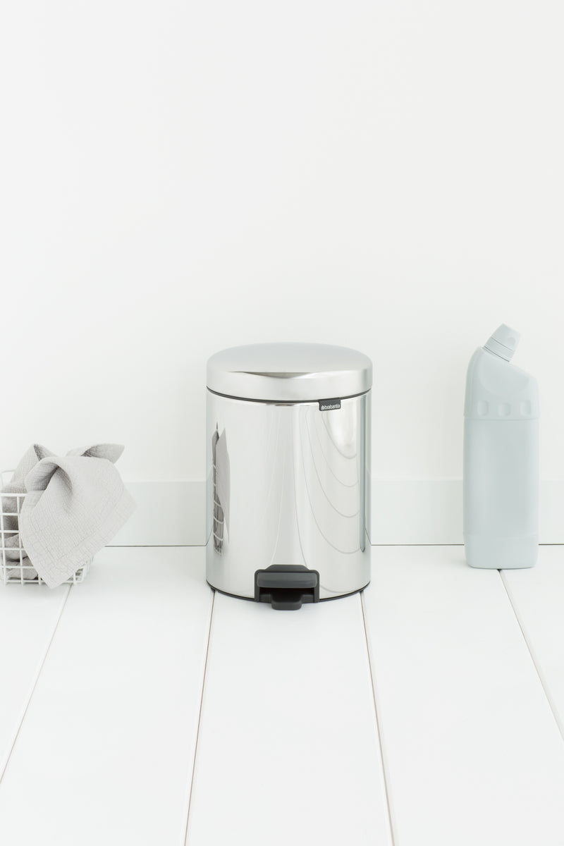 Brabantia Pedal Bin newIcon 5L Plastic Inner Bucket Brilliant Steel