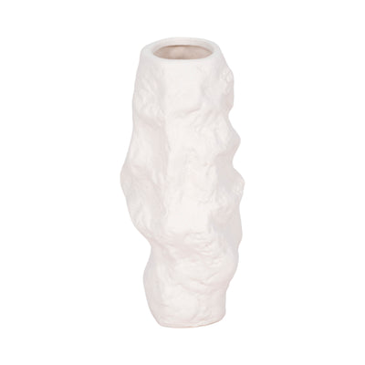 11 Jagged Textured Vase, White