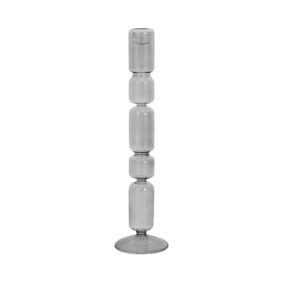 14 Mixed Bubble Taper Candleholder, Smoke