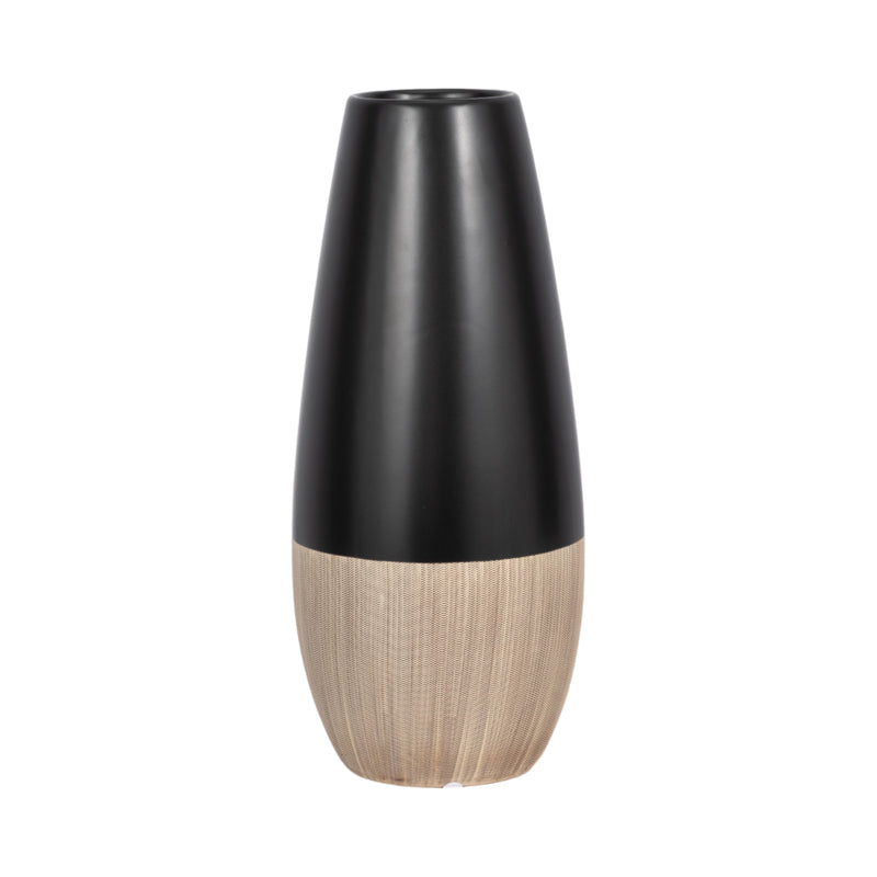 CER, 17H 2-TONE VASE, CREME/BLACK