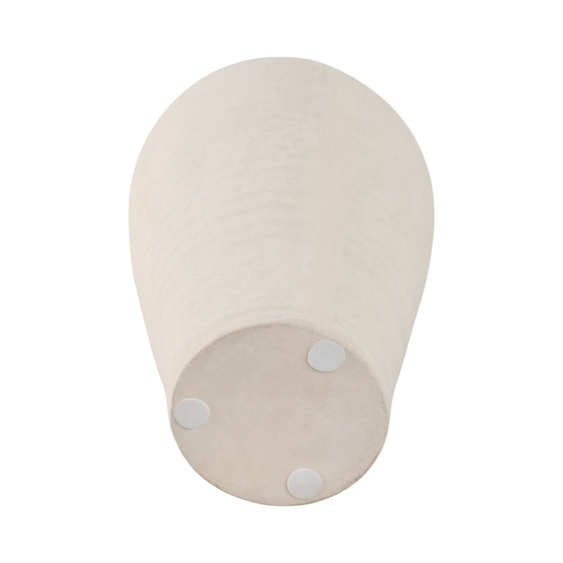 16x9 Paper Mache Ribbed Floor Vase, Ivory