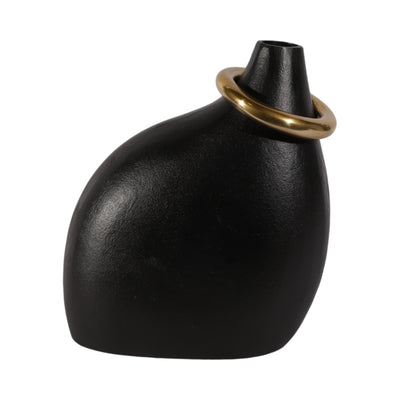 14 Rouen Small Black Vase With Ring