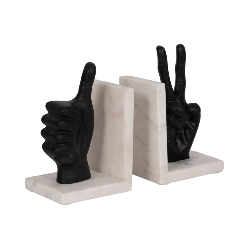 S/2 HAND SIGN BOOKENDS, BLACK