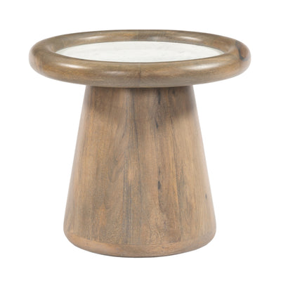 20 Aleena Wood And Marble Accent Table, Brwn