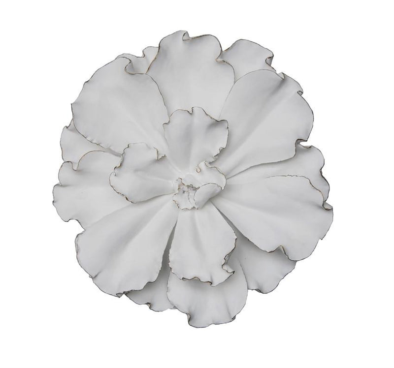 FLOWER WALL PLAQUE, WHITE/GOLD