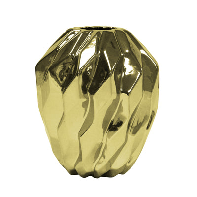 Decorative Ceramic Twist Vase, Gold