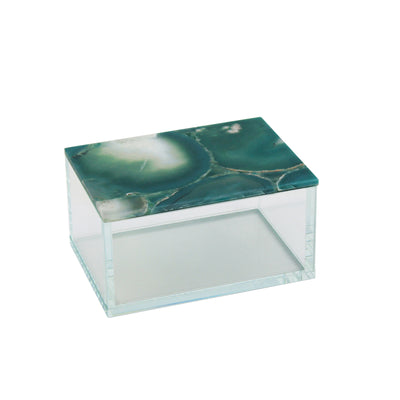 GREEN AGATE TOP GLASS BOX