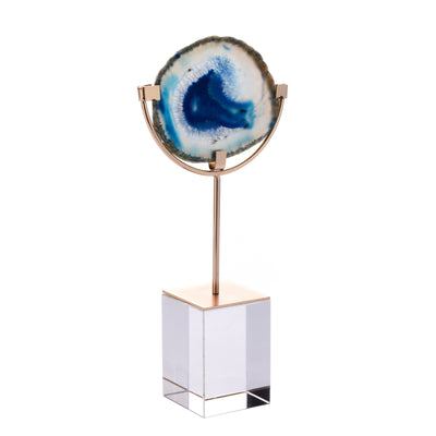 Agate On Acrylic Base Decor, Blue