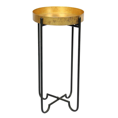 FOLDING METAL TRAY TABLE, GOLD/BLACK