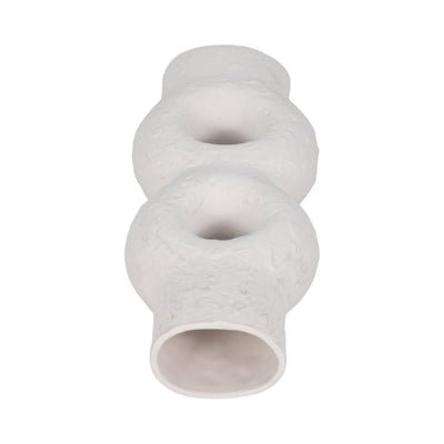 Cer, 13 Textured Stacked Circles Vase, White