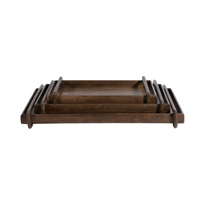 S/3 18/22/26 Kazu Wood Trays, Brown