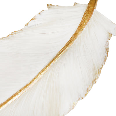 Resin Feather Wall Decor, White/Gold