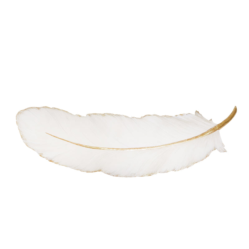 Resin Feather Wall Decor, White/Gold