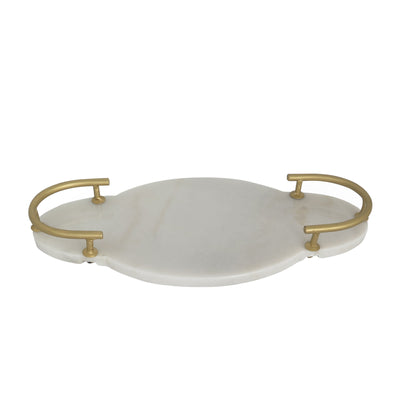 Decorative Marble Tray, White/Gold