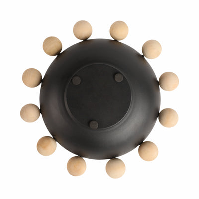 13 Bowl With Large Wooden Knobs, Black