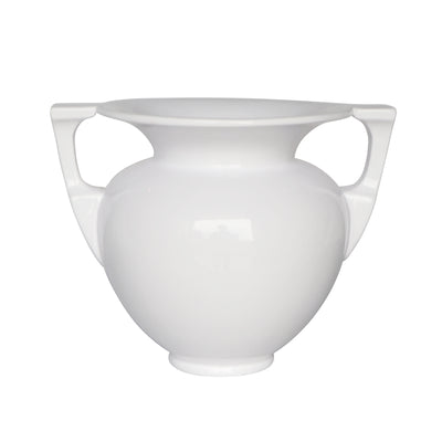 Decorative Modern Ceramic 2-Handled Urn, White