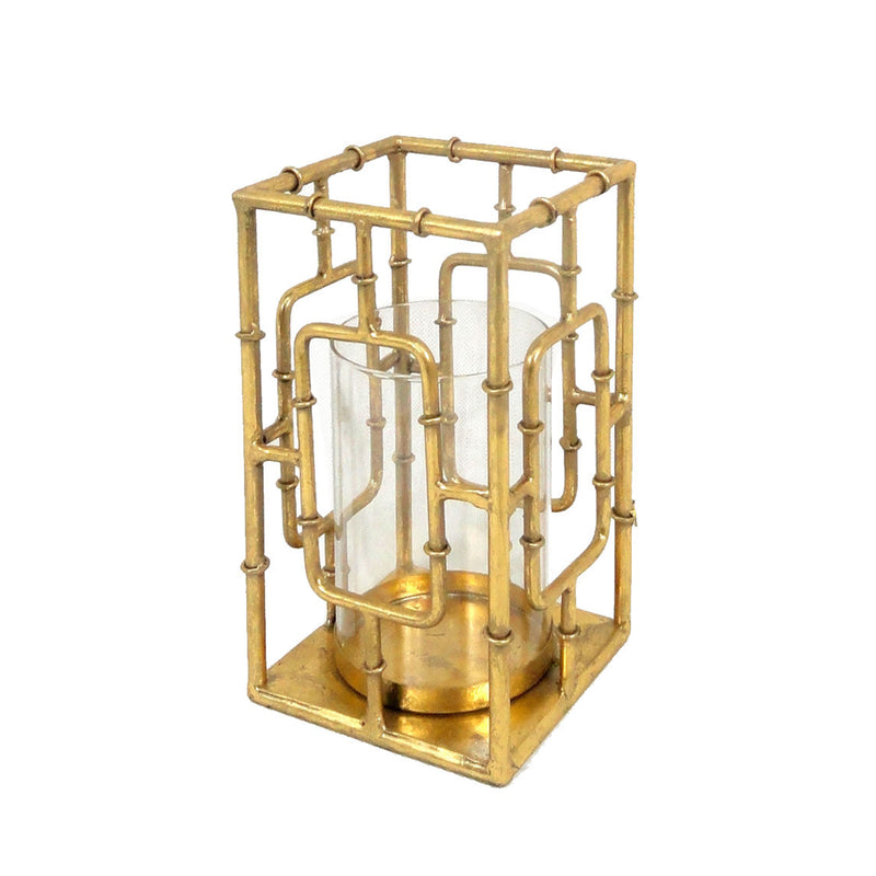 Metal & Glass Candle Holder, Gold