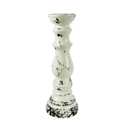 Ceramic Candle Holder, Black Marble