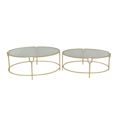 S/2 Metal & Glass Accent Tables, Gold