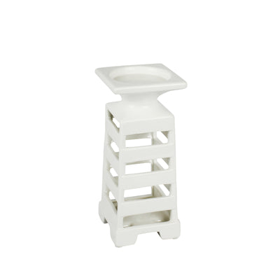 Decorative Ceramic Candle Holder, White