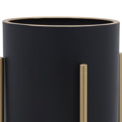 S/2 PLANTER ON METAL STAND, BLACK/GLD