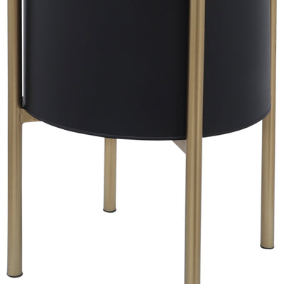 S/2 PLANTER ON METAL STAND, BLACK/GLD