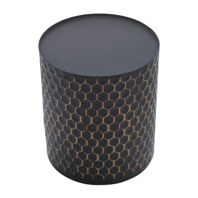 S/2 3D  HONEYCOMB PLANTER ON METAL STAND, BLK/GLD