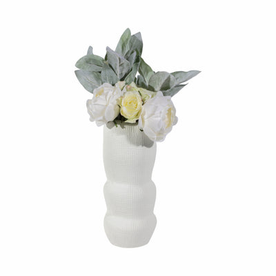 Cer, 12 Waffle Texture Organic Vase, White