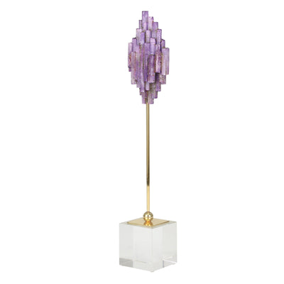 PURPLE SELENITE ON GOLD STAND, 19