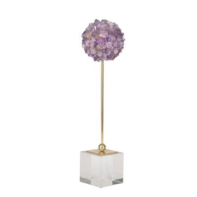 Decorative Stone On Stand, Amethyst/Gold