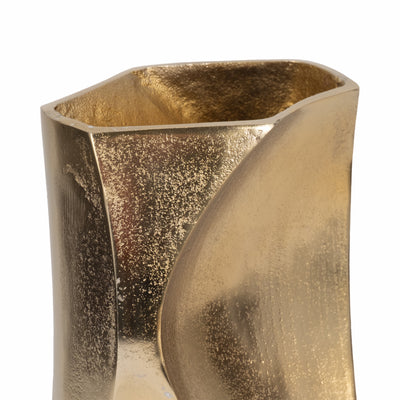 13 Warner Pinched Metal Vase, Gold