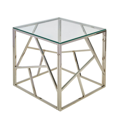 Stainless Steel & Glass Side Table