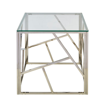 Stainless Steel & Glass Side Table