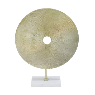 ALUMINUM GOLD DISK ON WHITE BASE, 18