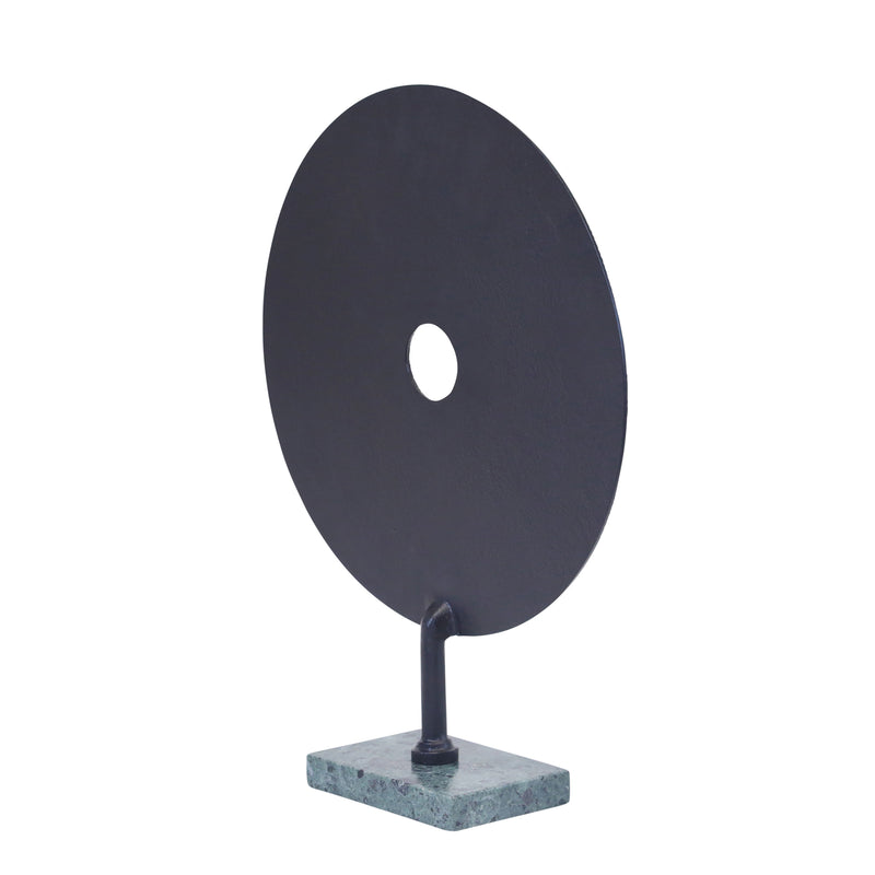 ALUMINUM BLACK DISK ON GREEN BASE, 18