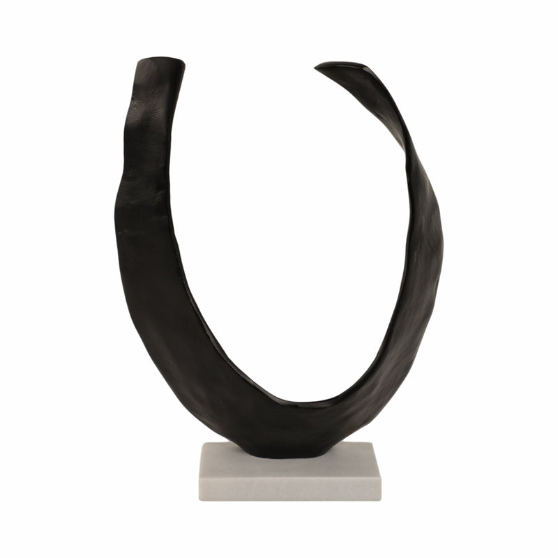 18 Curved Horseshoe On Marble Base, Black/white