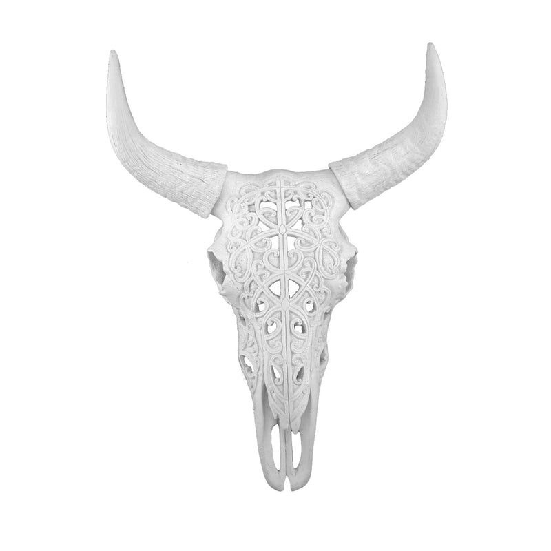 Carved White Bull Skull 17.75 Kd