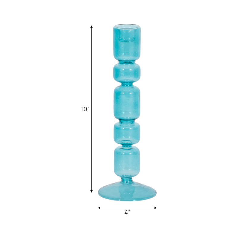 10 Mixed Bubble Taper Candleholder, Blue