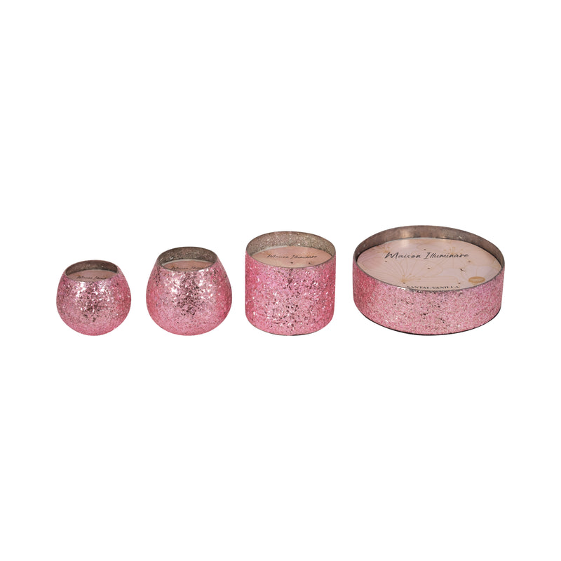 Glass, 5 26 Oz Crackled Scented Candle, Pink