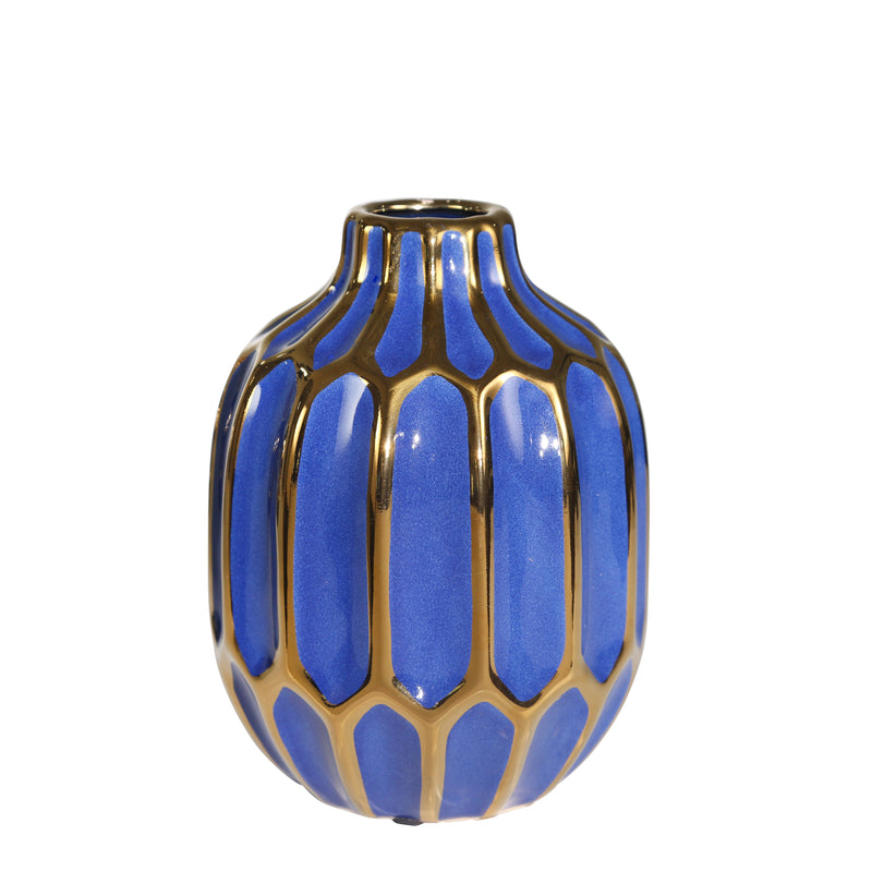 CERAMIC 8 DECORATIVE VASE NAVY/GOLD