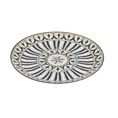 Decorative Ceramic Platter, White/Black