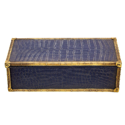 Polyresin Alligator Skin Box, Dark Blue