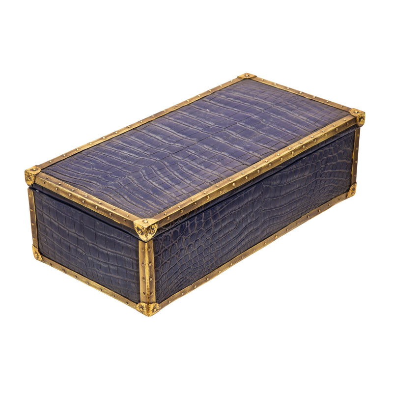 Polyresin Alligator Skin Box, Dark Blue